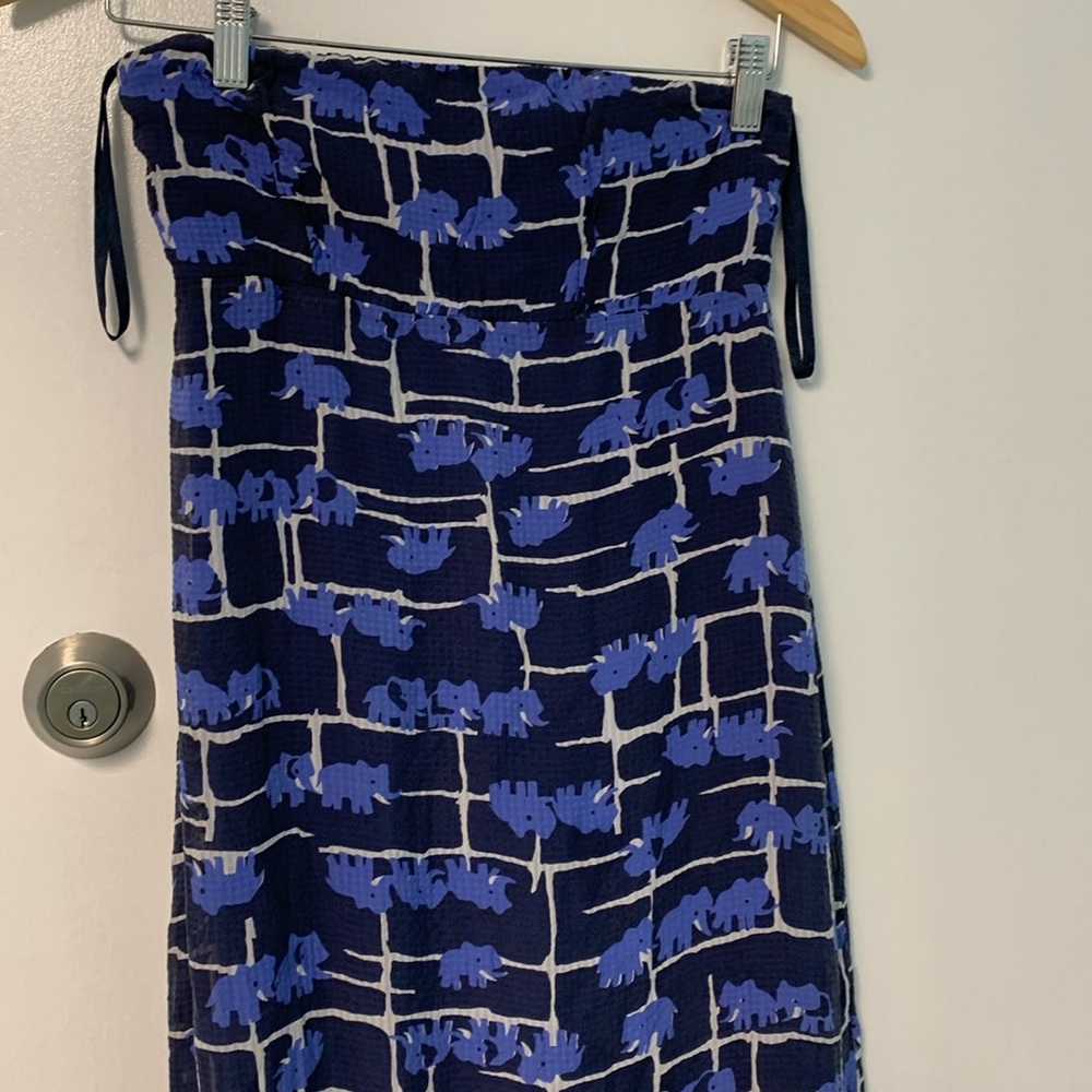 Calypso St Barth Size Small I think Navy Blue Silk Elephant Print S…